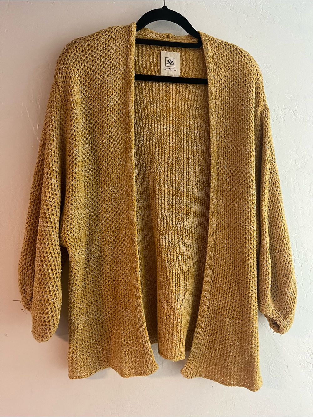 Rip Curl Open-Front Chunky Knit Cardigan - Mustard Gold
